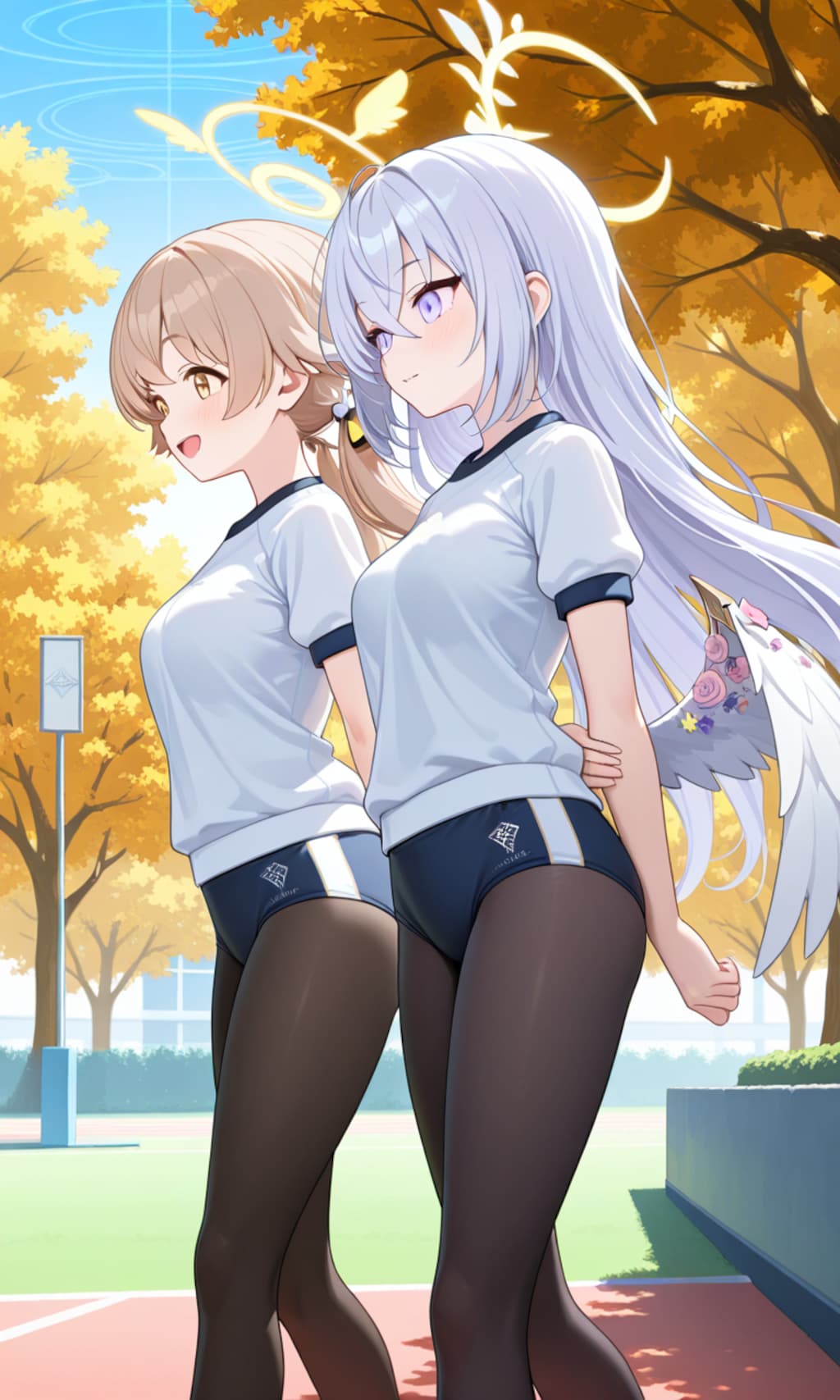 ヒフミとアズサ　寒いからタイツ2
