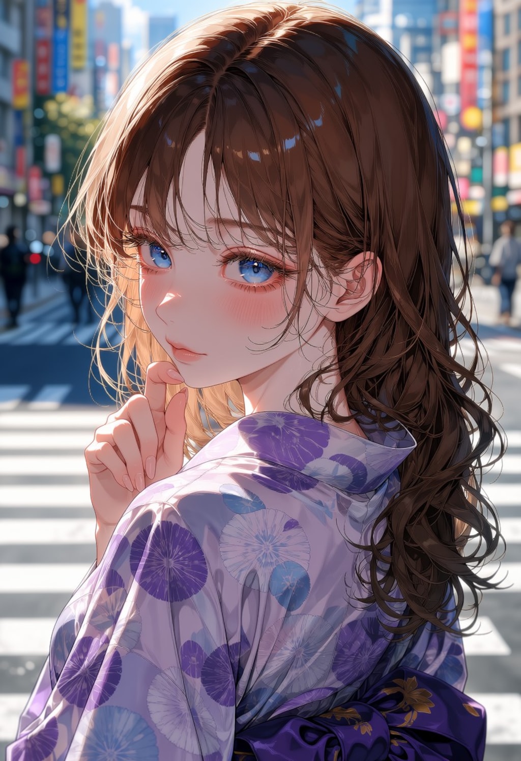 紫の浴衣
