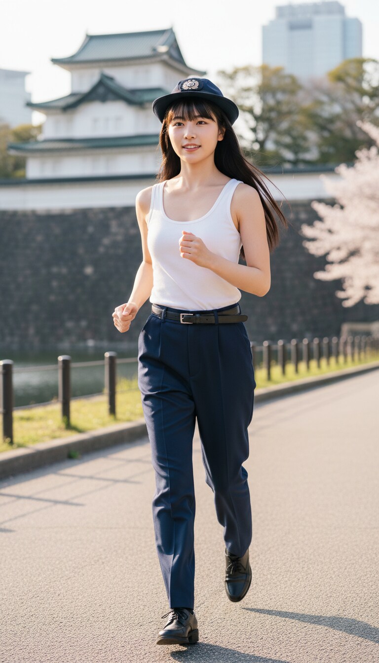 Gemini実写特集　かっこかわいい婦警愛崎咲綺の皇居ランニング