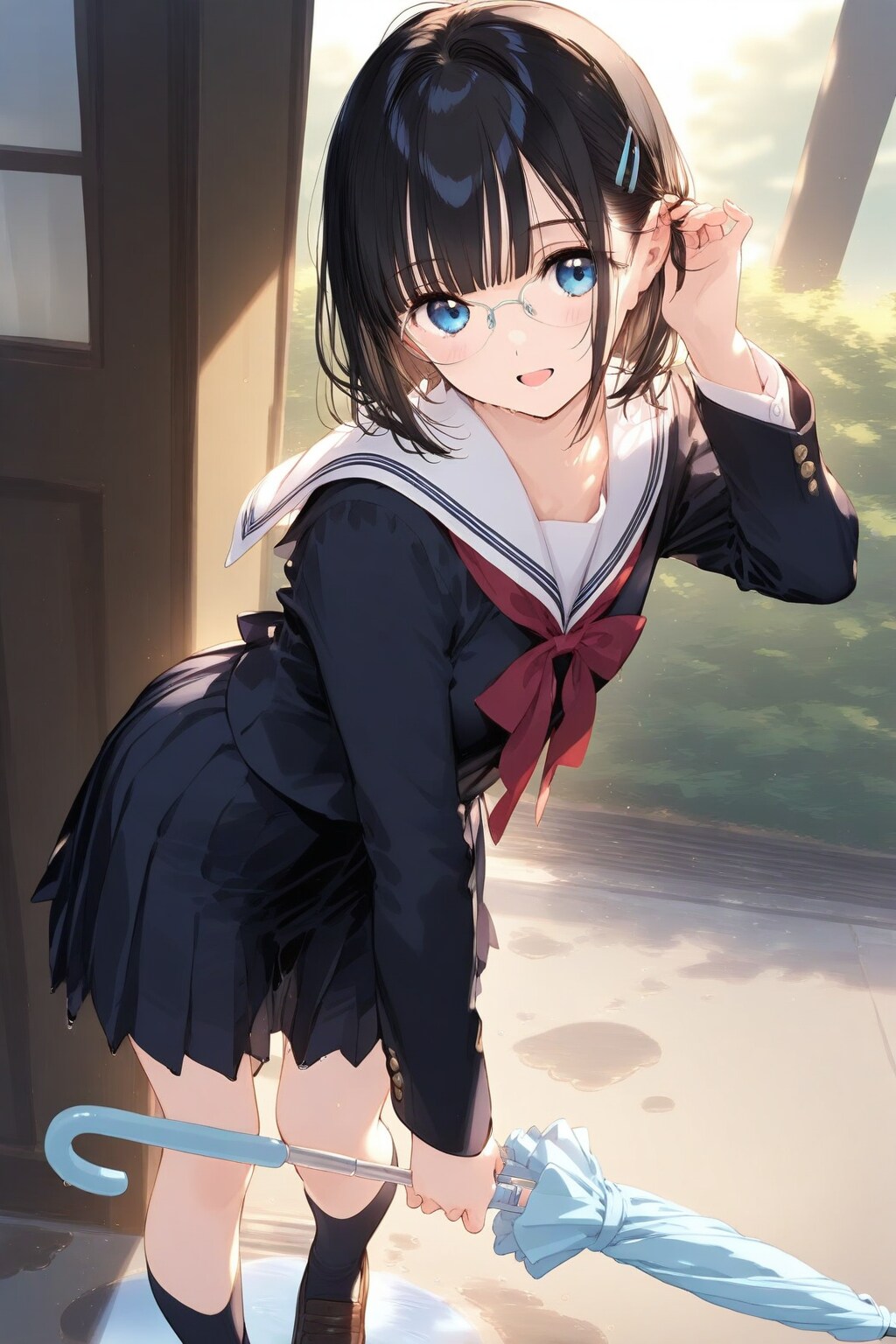 👓「急に降ってきたね☔💦」