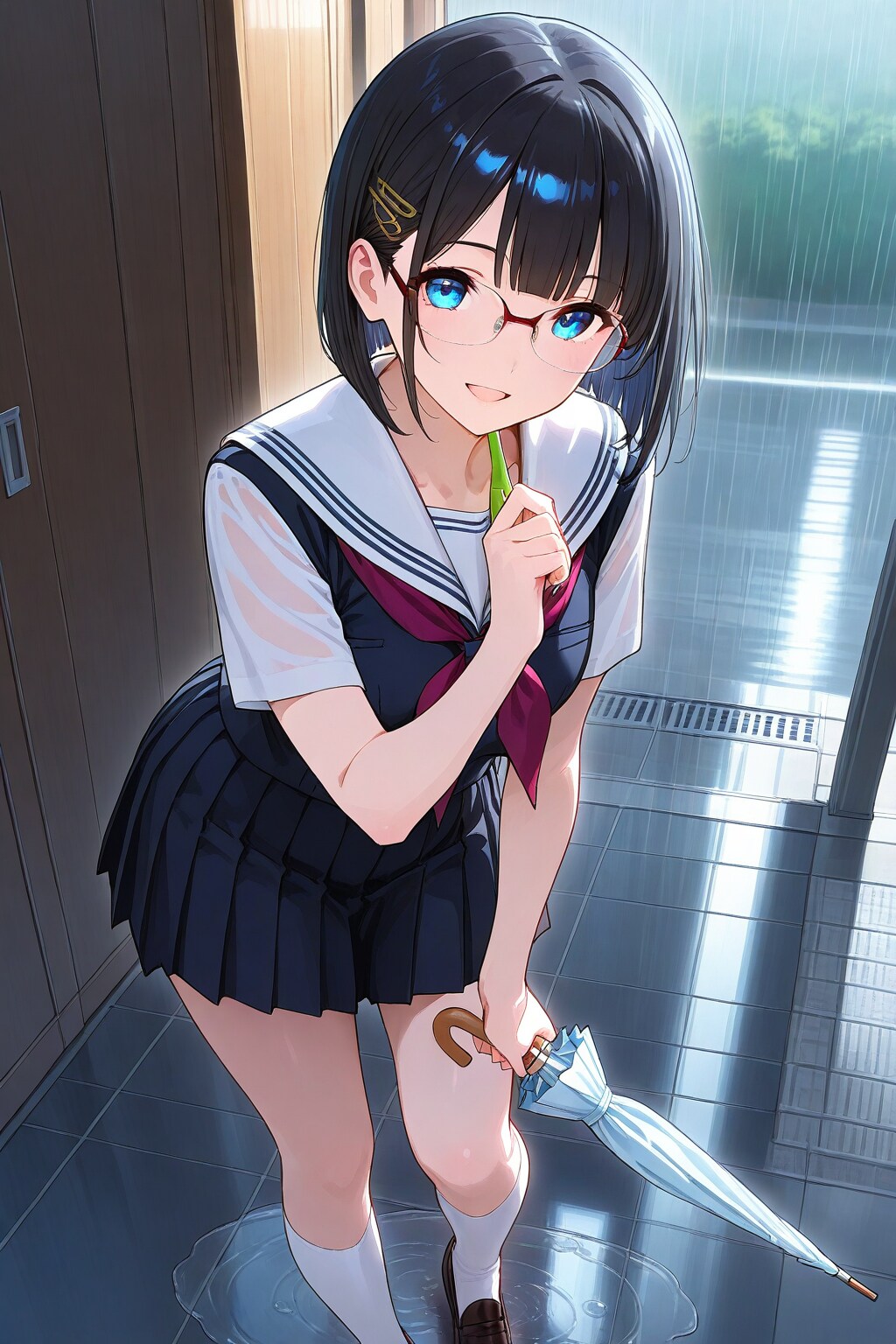 👓「急に降ってきたね☔💦」