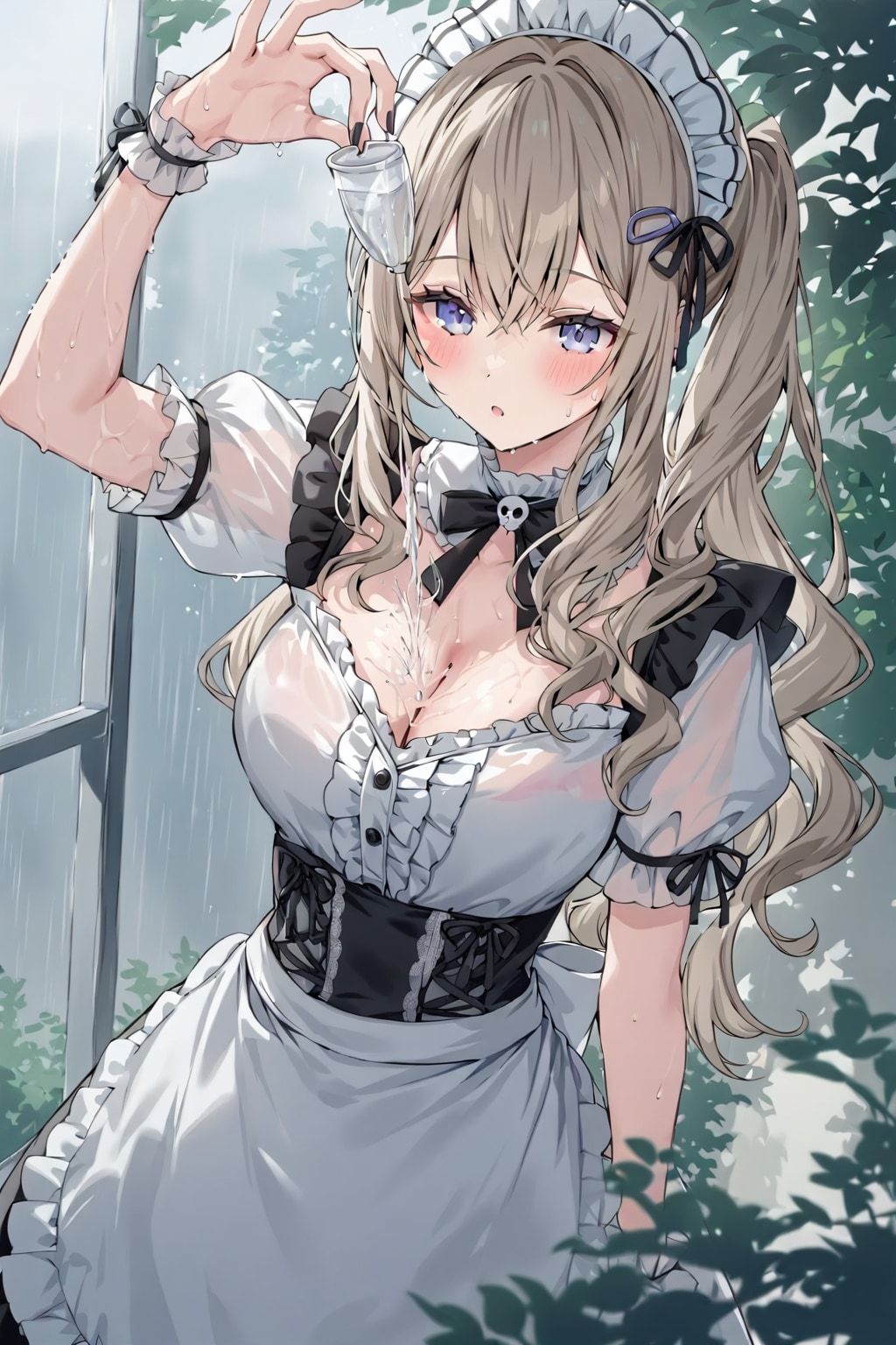 雨に濡れたメイドちゃん
