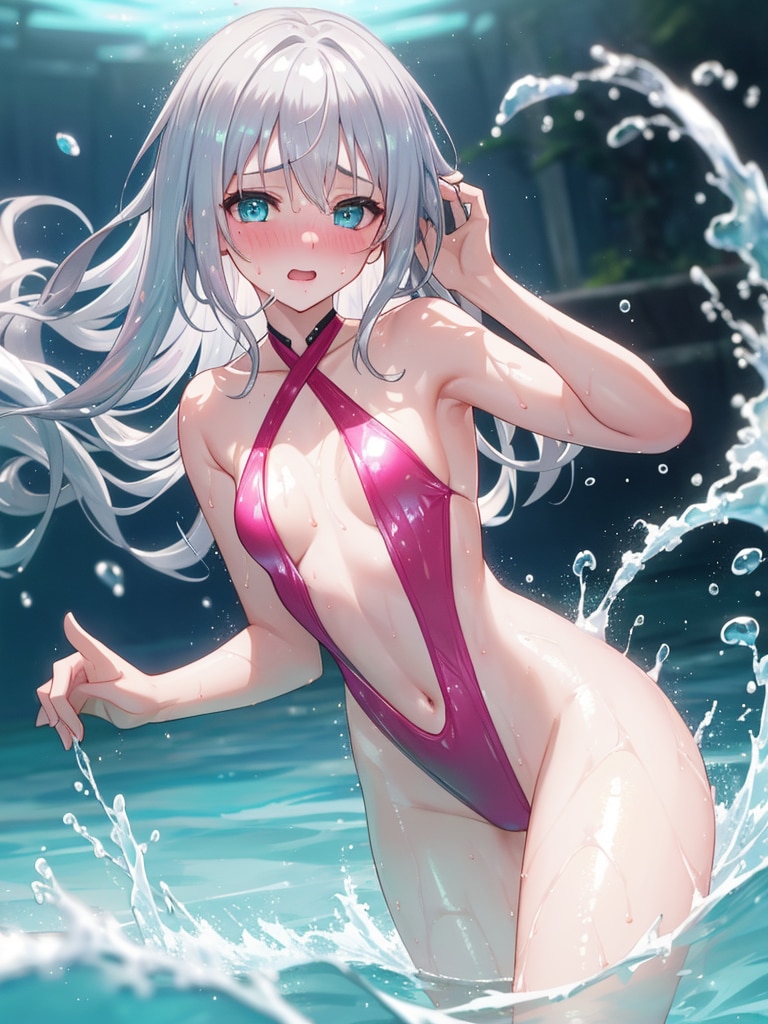 あまり水かけられると見えちゃいます。