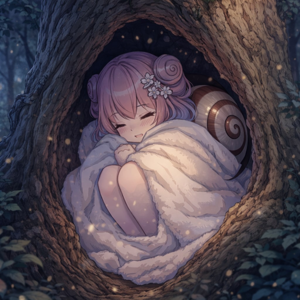 カタツムリの少女の冬ごもり