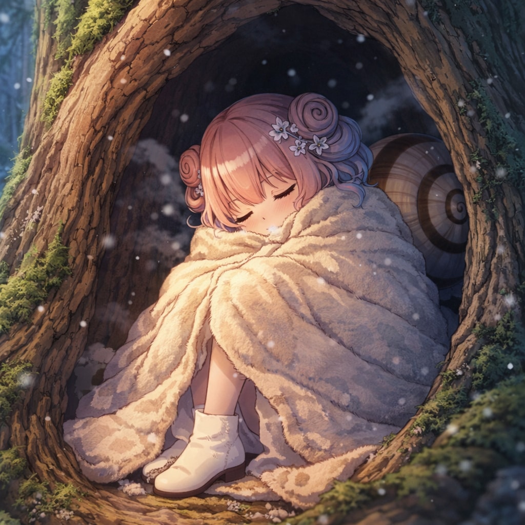 カタツムリの少女の冬ごもり