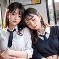 (間違い探し)バスでお昼寝するJK姉妹のいつもの光景… 4枚目