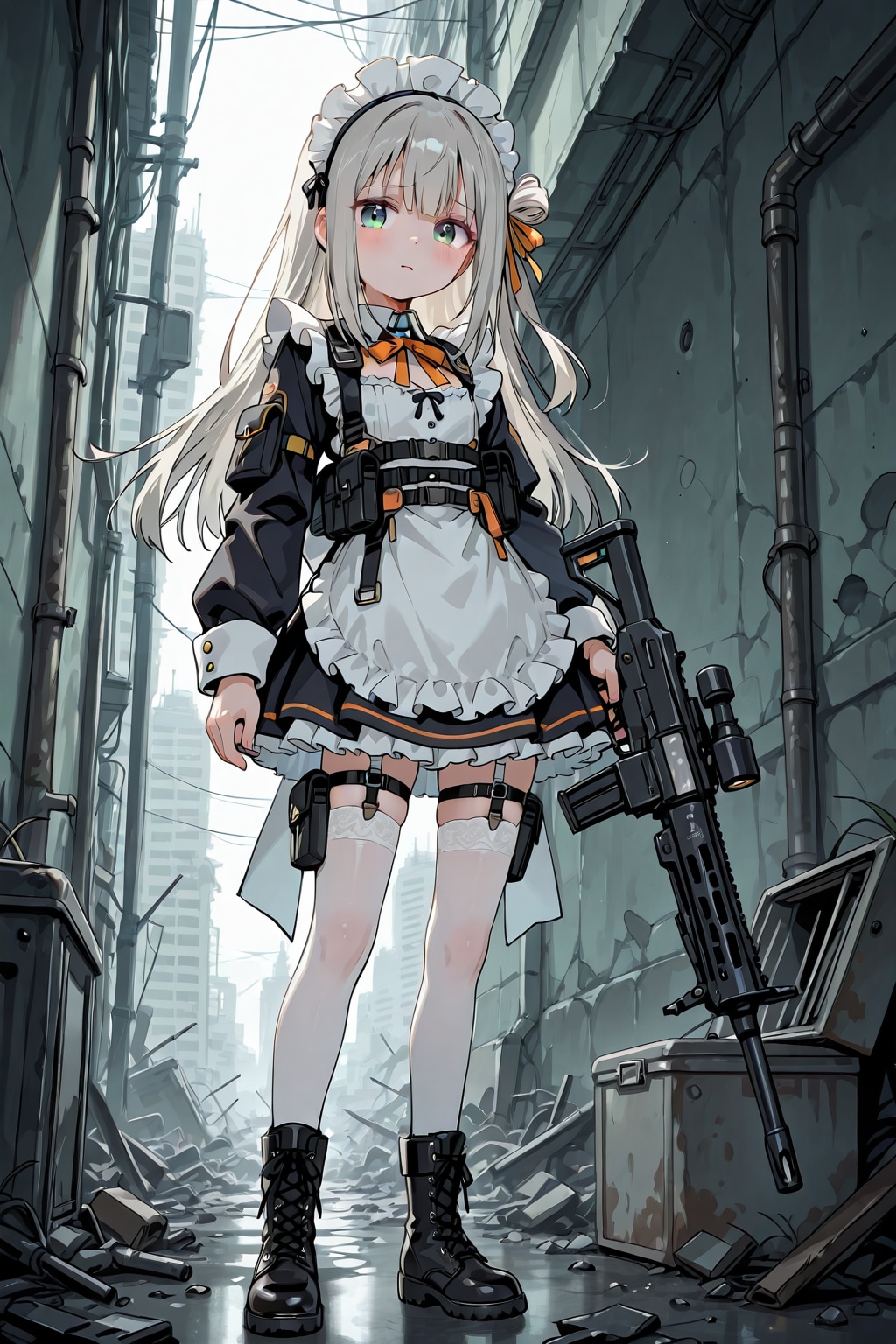 銀髪メイドちゃんと銃