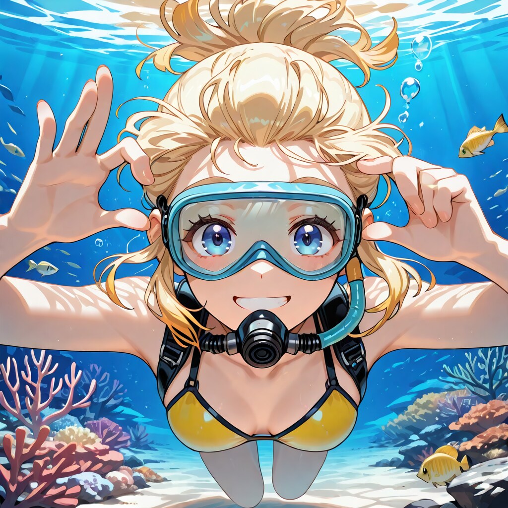 スキューバダイビングするミッシェルさん