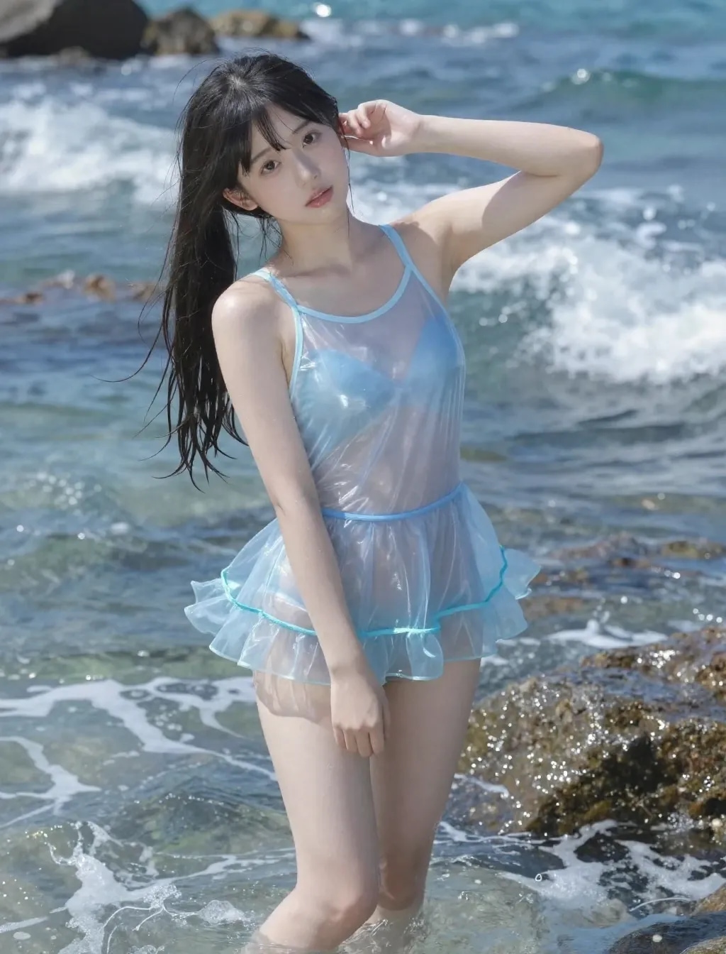 ブルーの水着