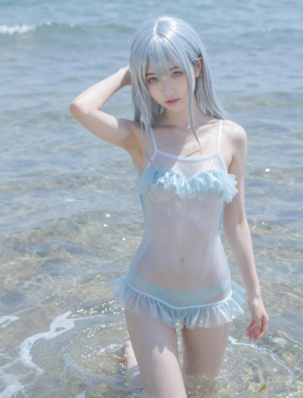 ブルーの水着