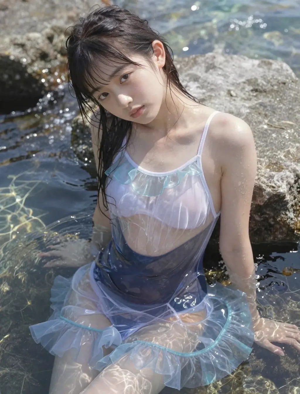 ブルーの水着