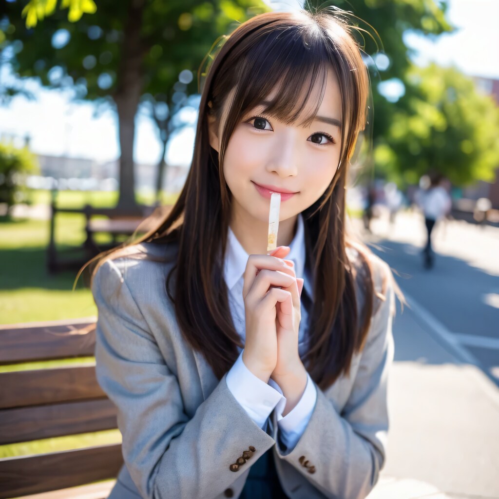 黒髪ロングでブレザーの美女１７