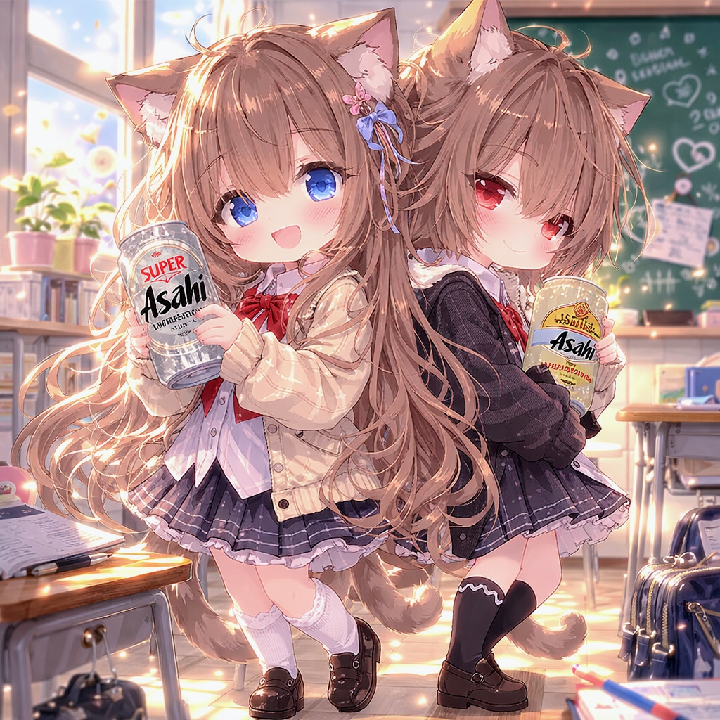 ビールな双子の小さな女の子たち