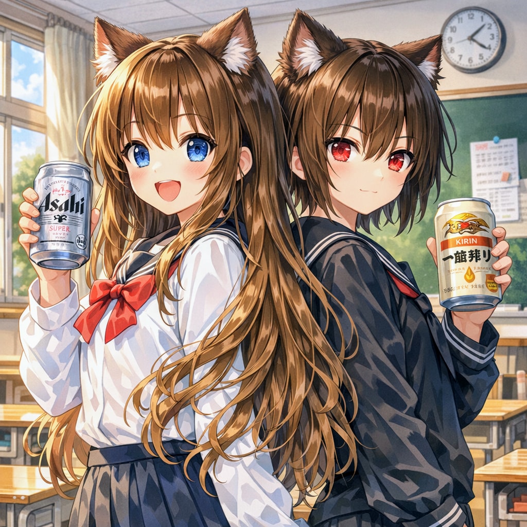 ビールな双子の小さな女の子たち