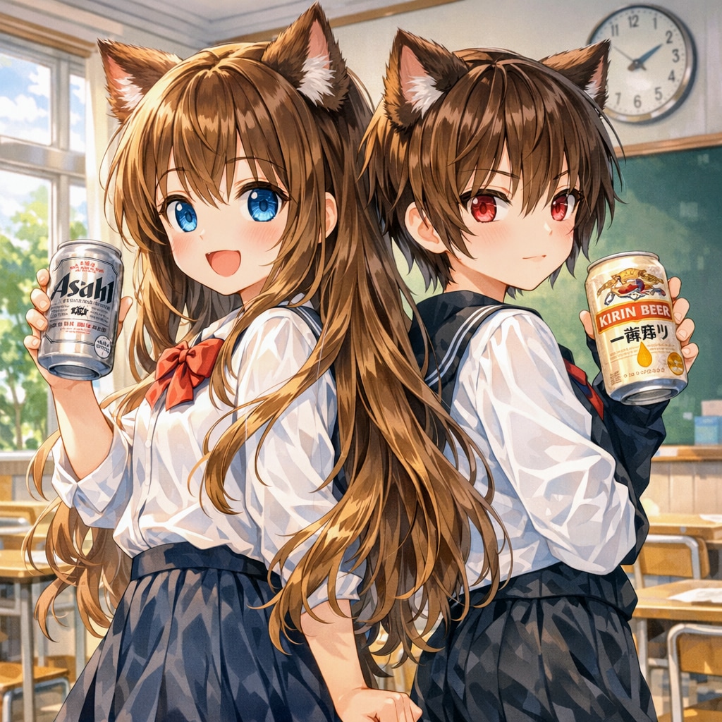 ビールな双子の小さな女の子たち