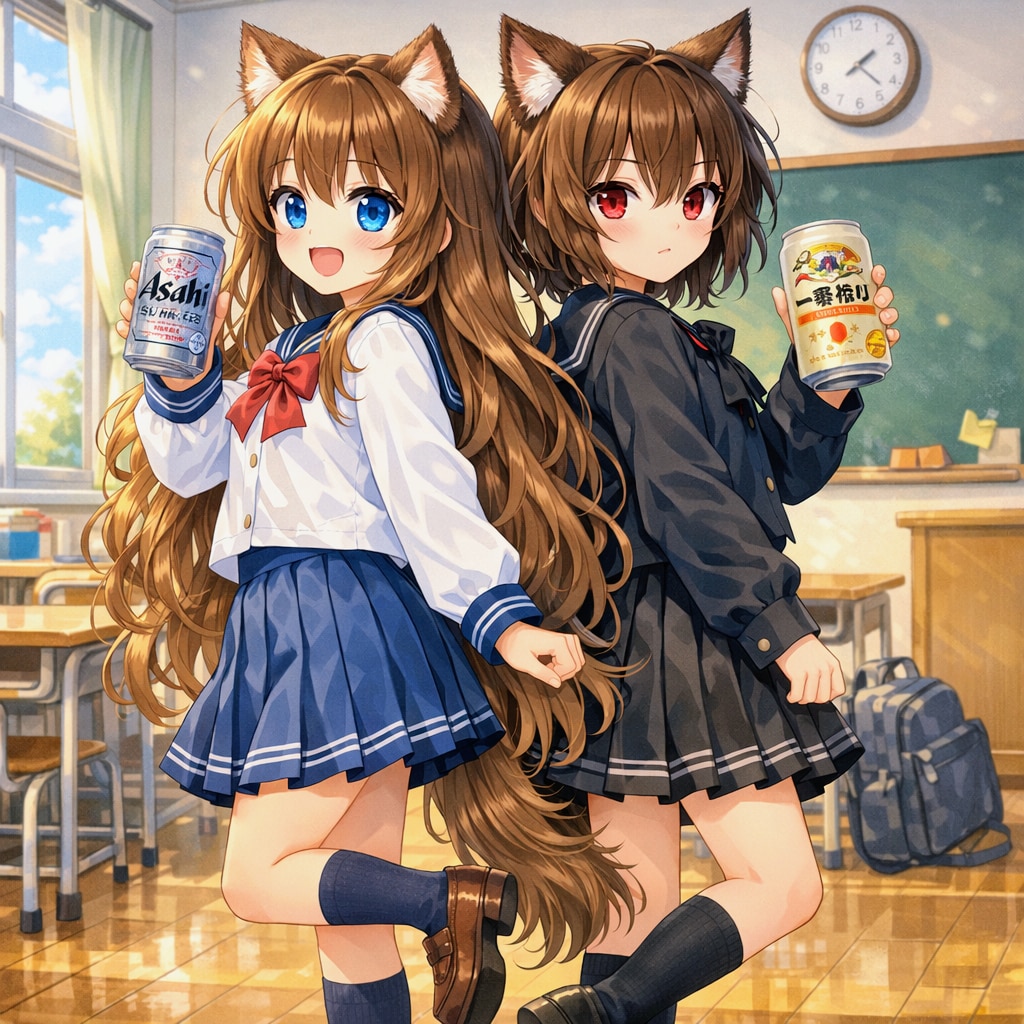 ビールな双子の小さな女の子たち