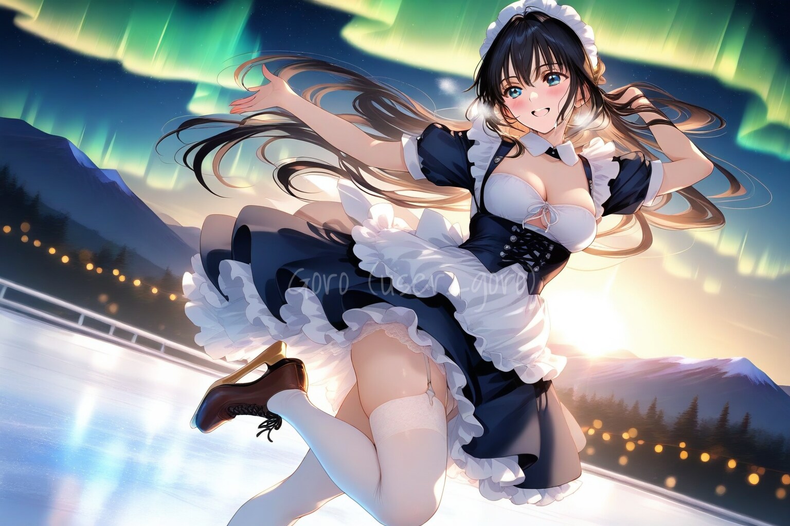 メイドさんの初滑り