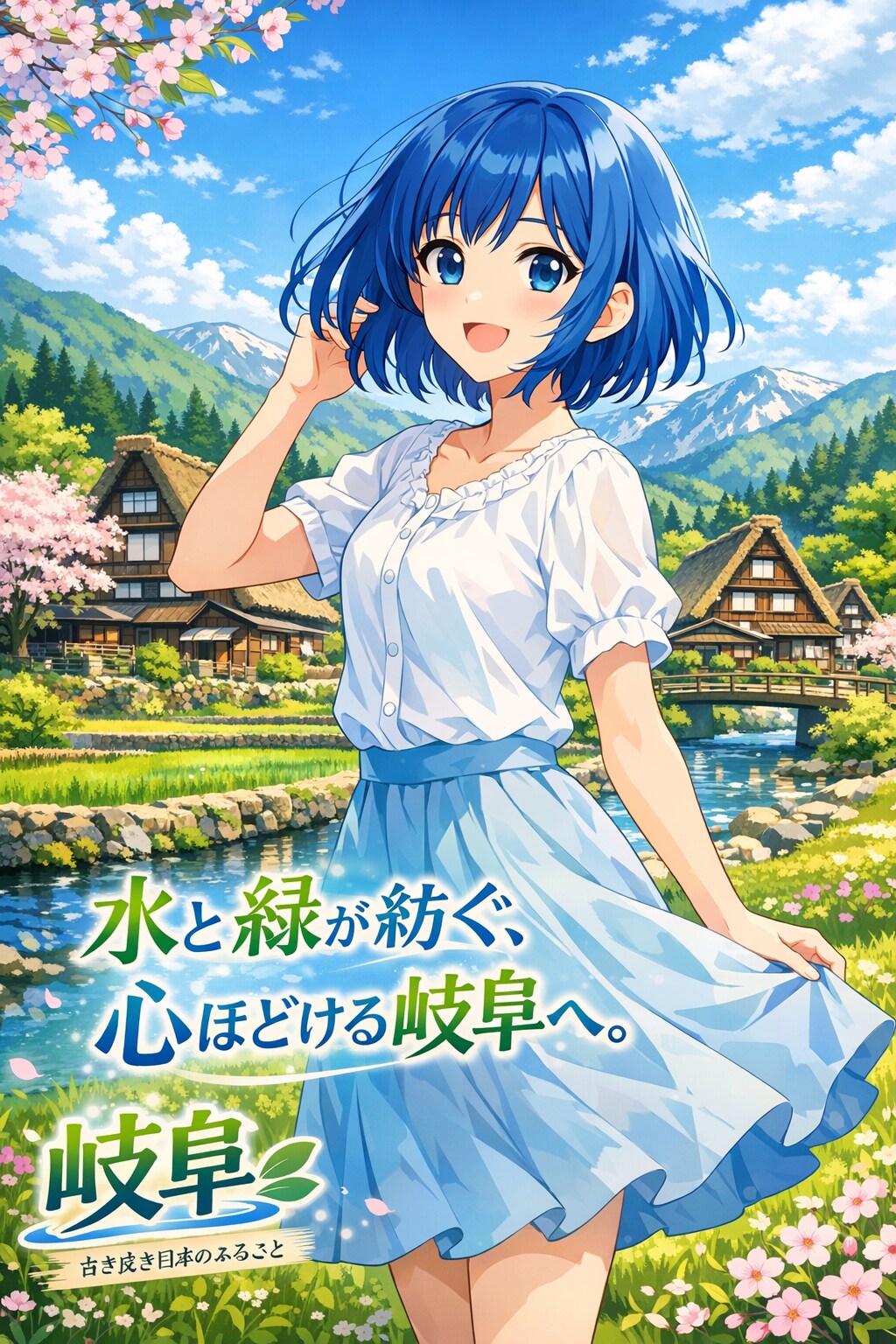 水と緑が紡ぐ、心ほどける岐阜へ。 | の人気AIイラスト・グラビア