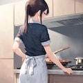 料理をする女の子 3枚目