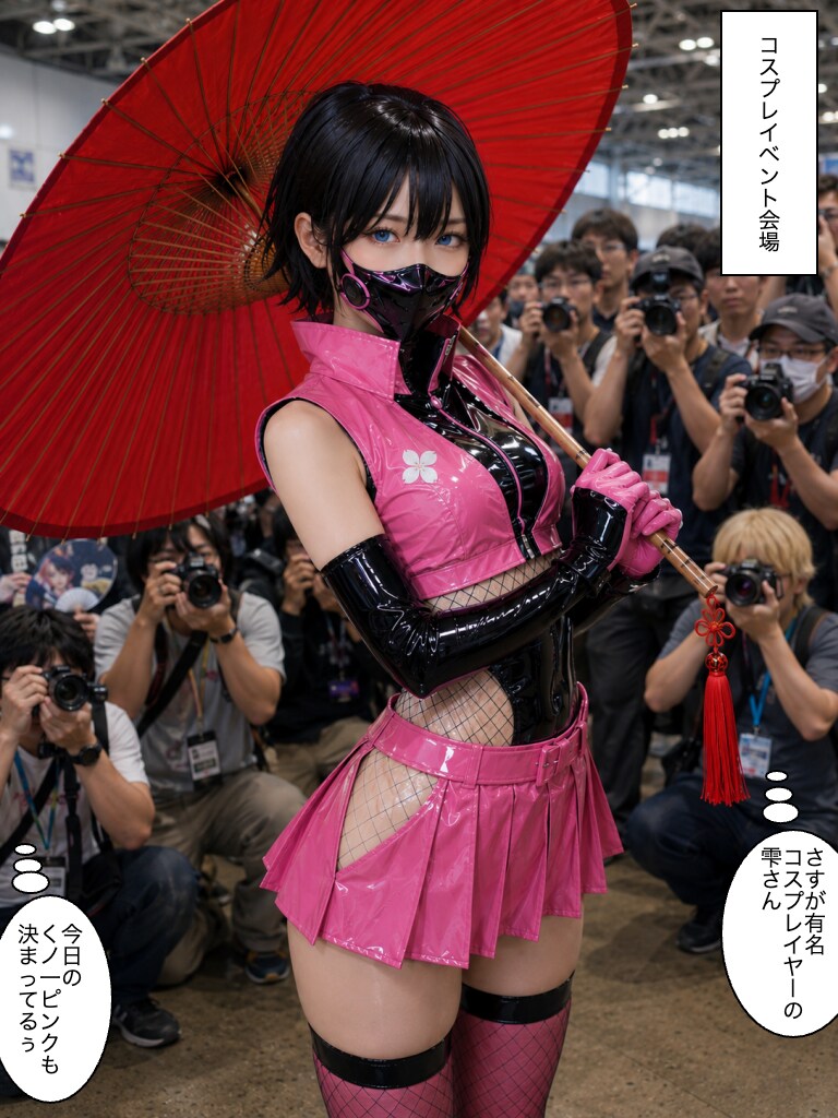 くノ一ピンクのコスプレで