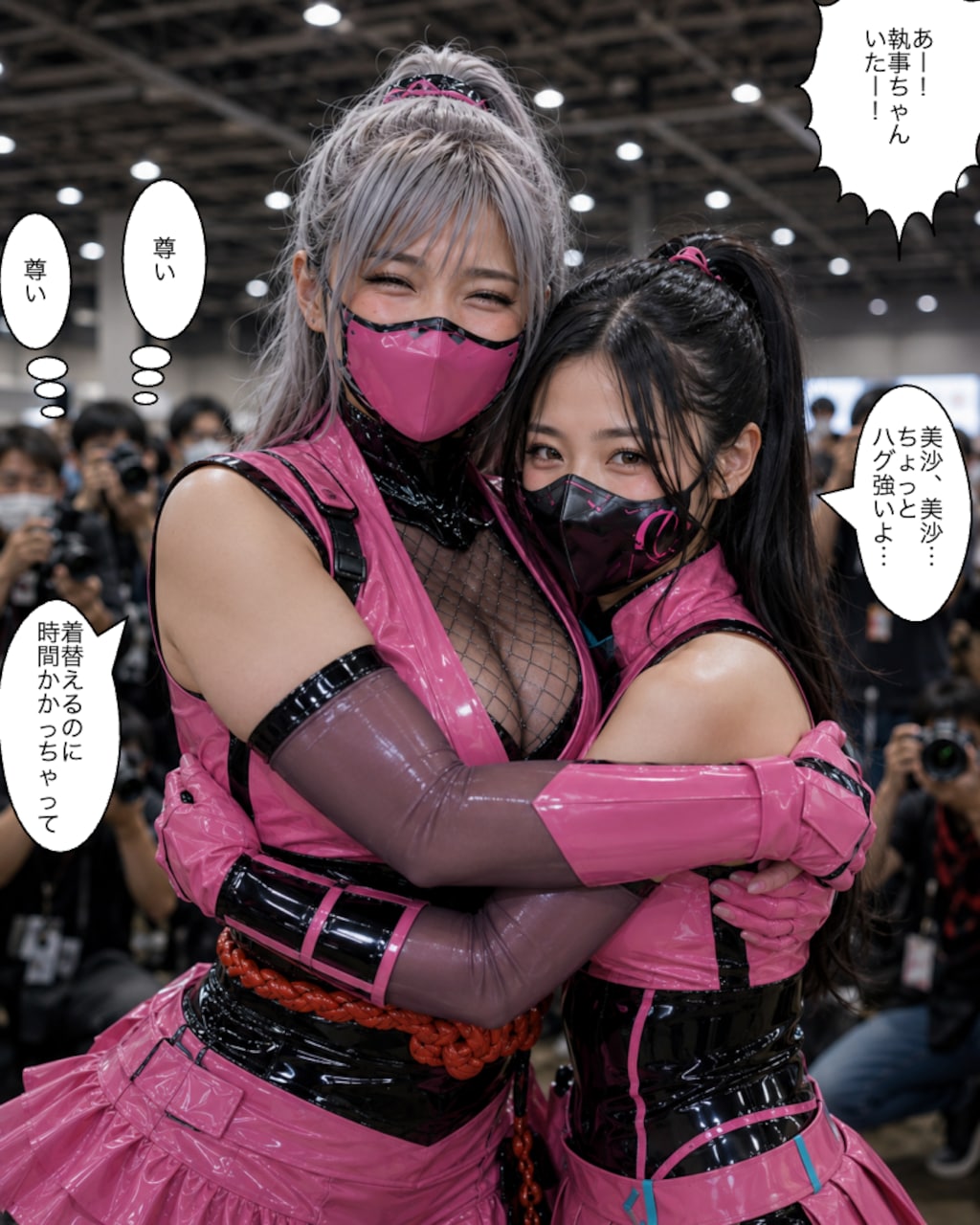 くノ一ピンクのコスプレで