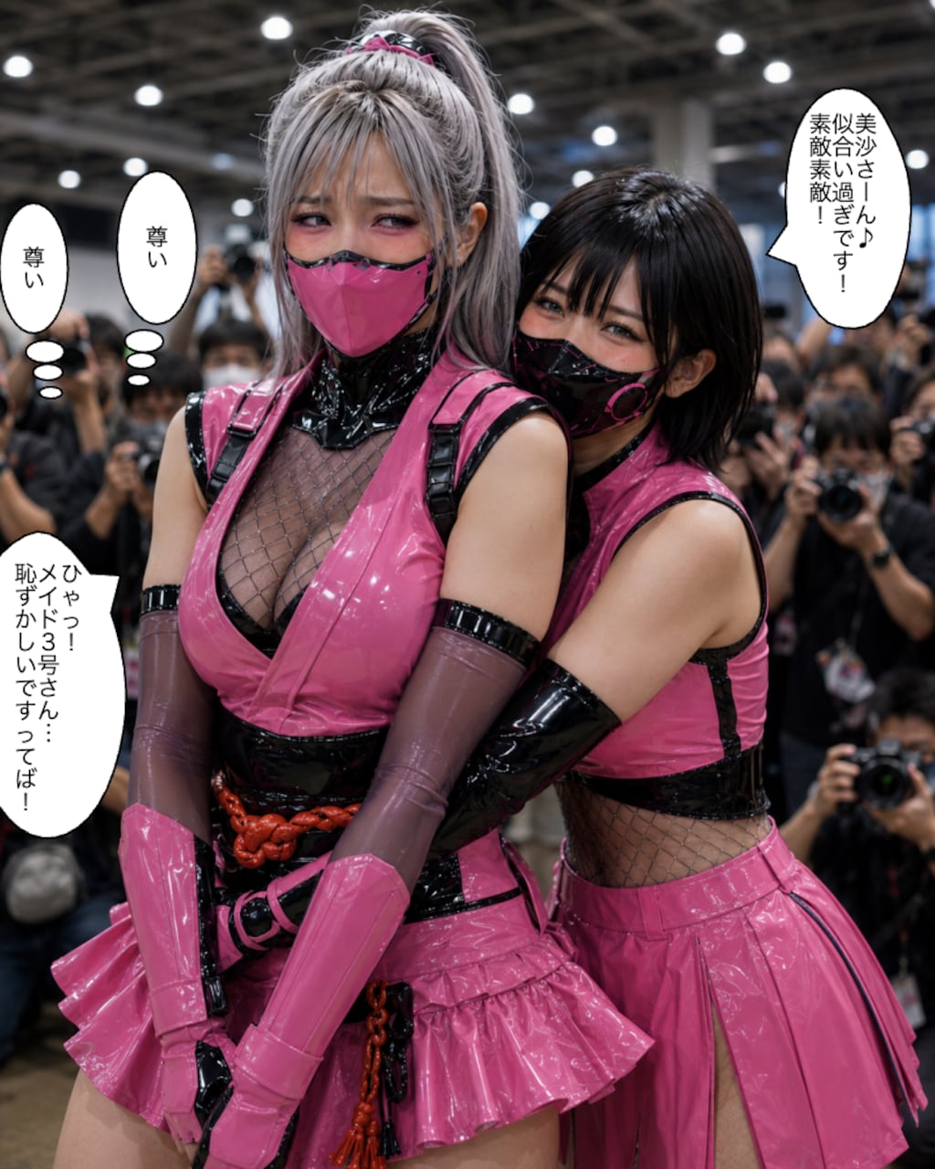 くノ一ピンクのコスプレで