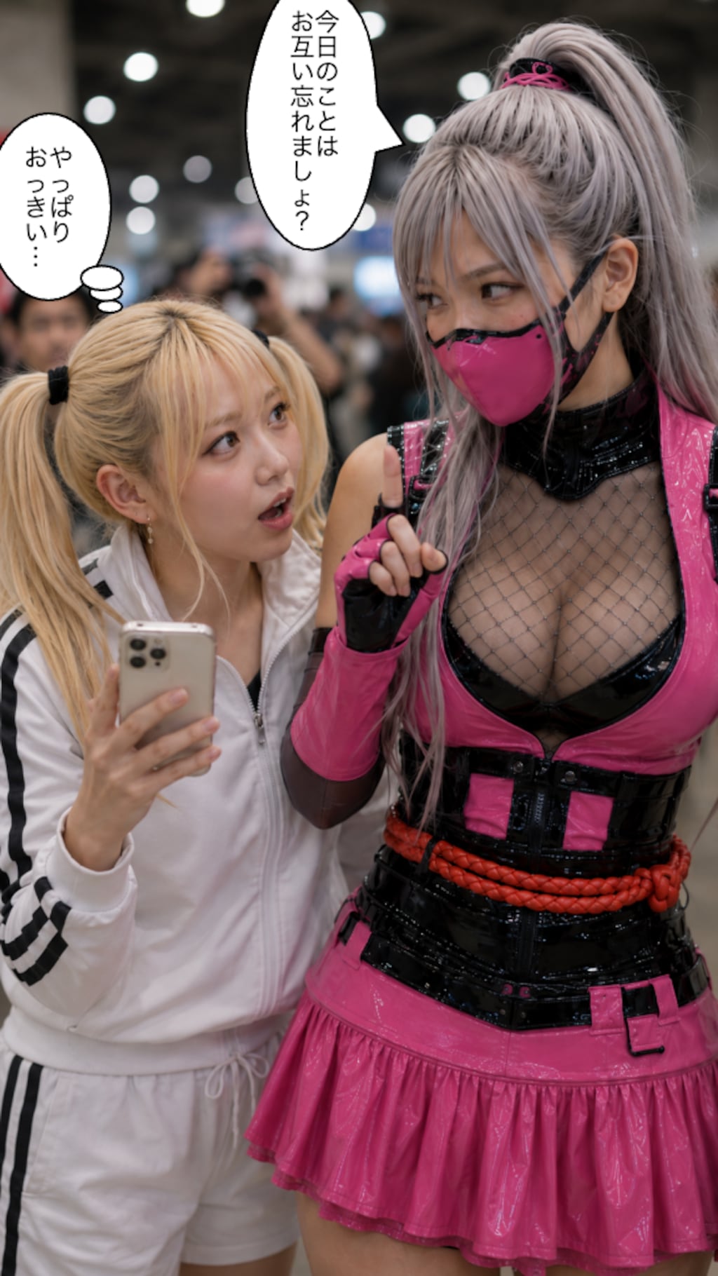 くノ一ピンクのコスプレで