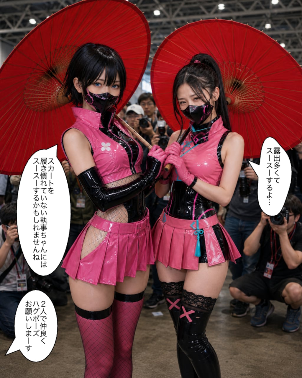 くノ一ピンクのコスプレで