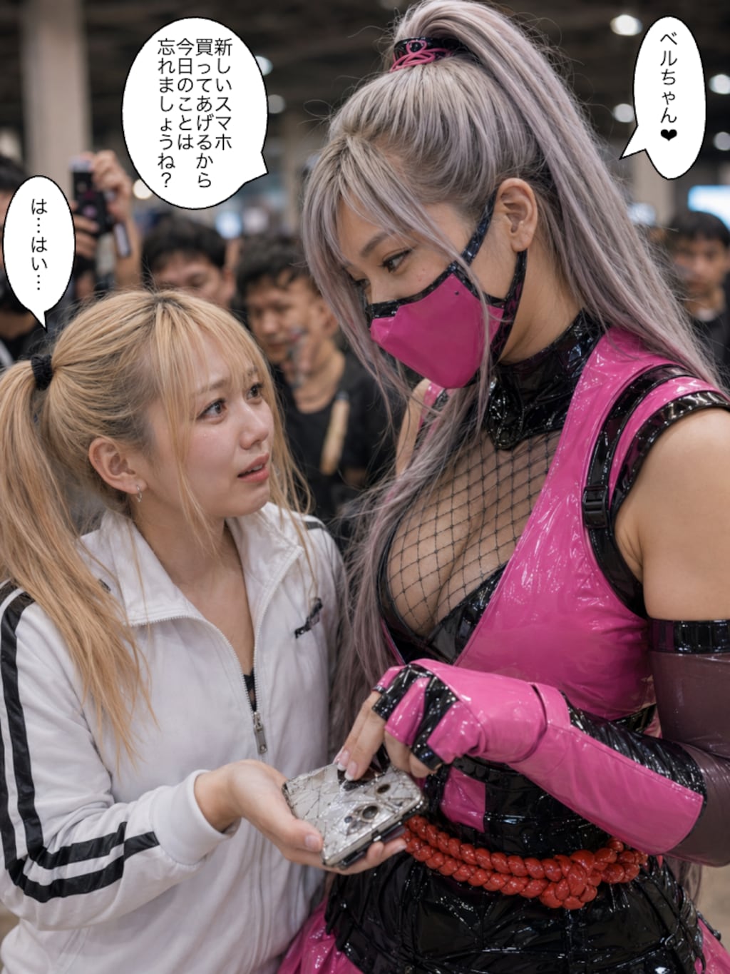 くノ一ピンクのコスプレで