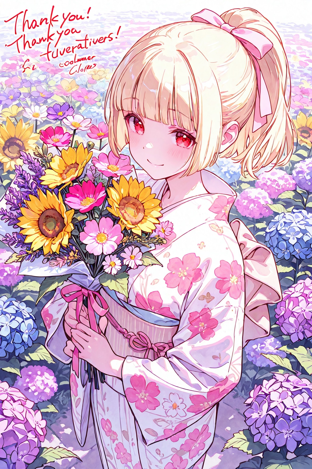 花束と金髪ちゃん | の人気AIイラスト・グラビア