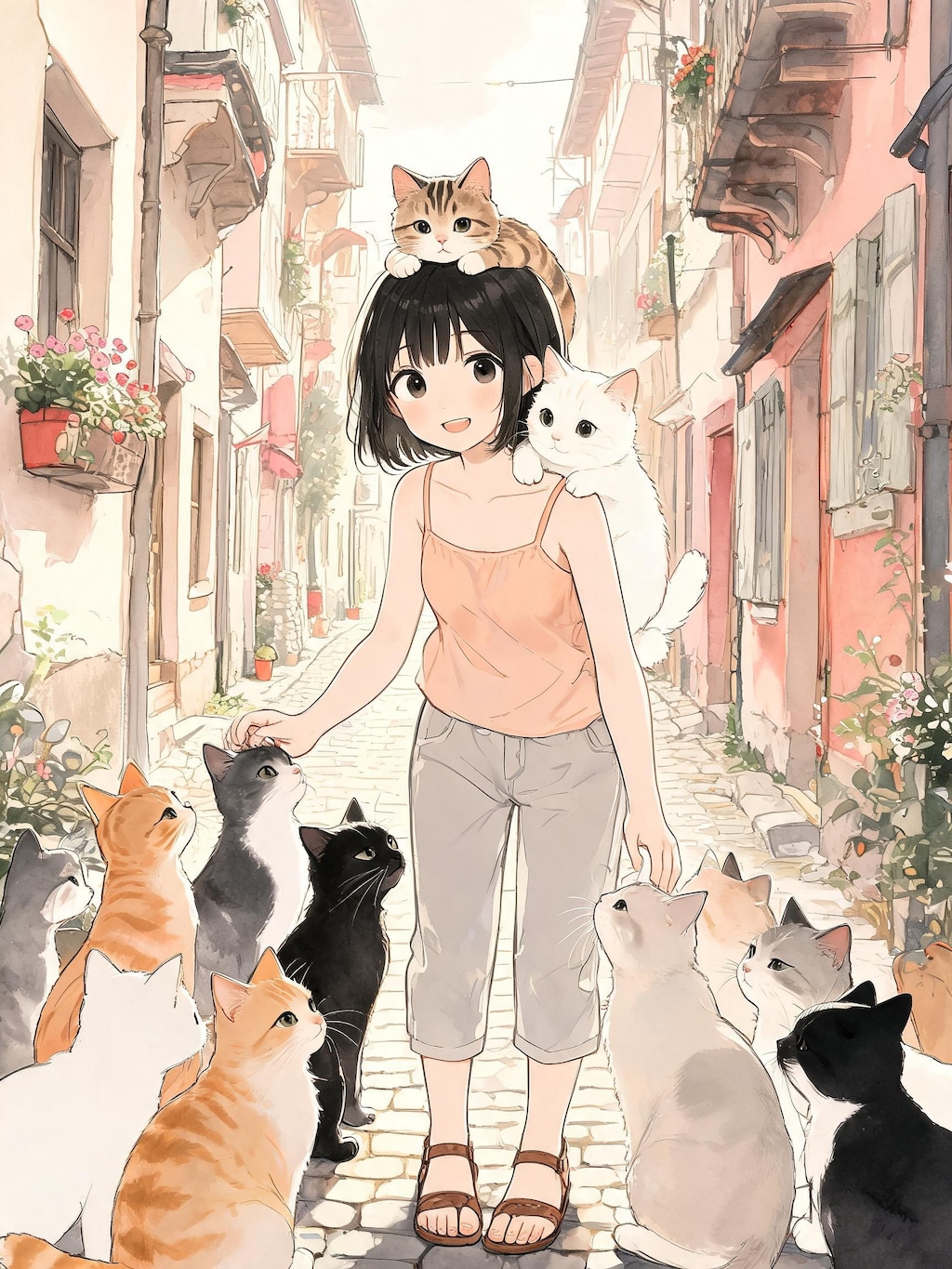 路地の猫達と