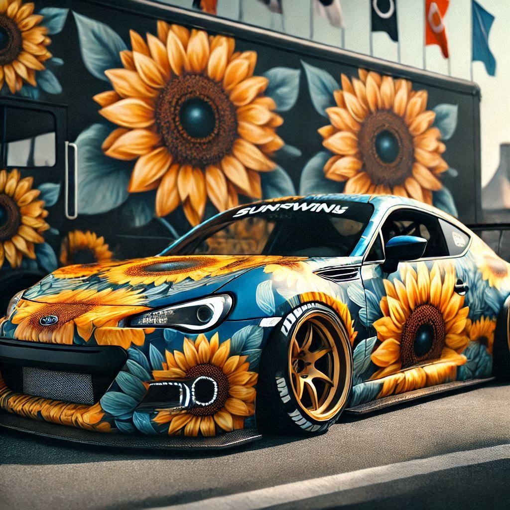 ひまわりカラーのスバルBRZのドリ車 | の人気AIイラスト・グラビア