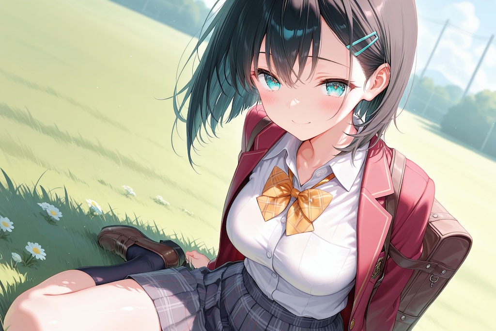 芝生の上　春の陽気