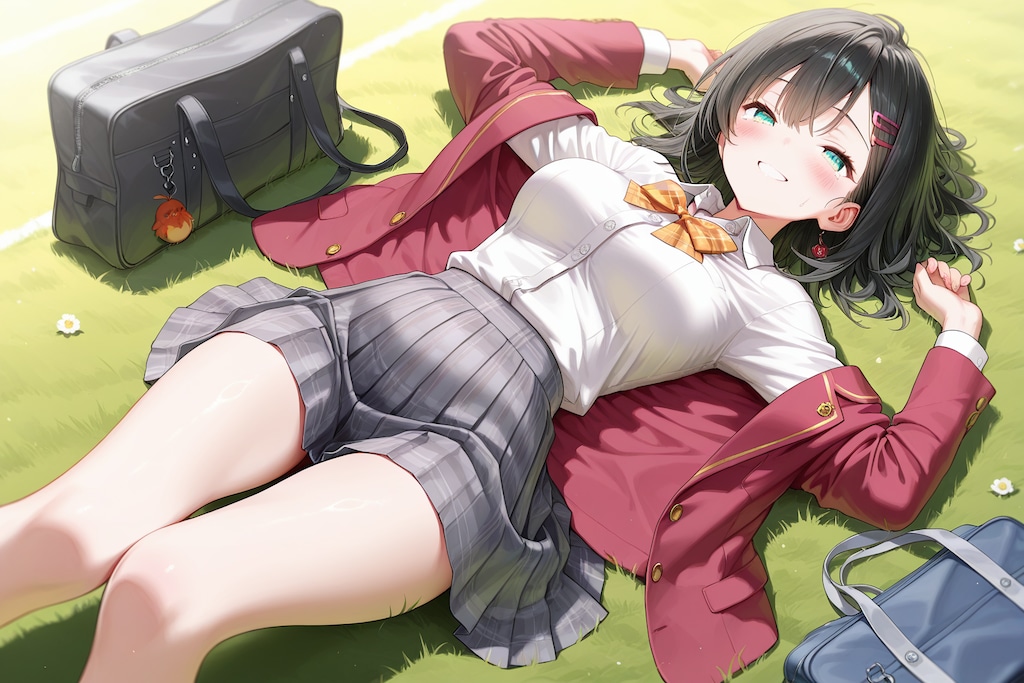 芝生の上　春の陽気