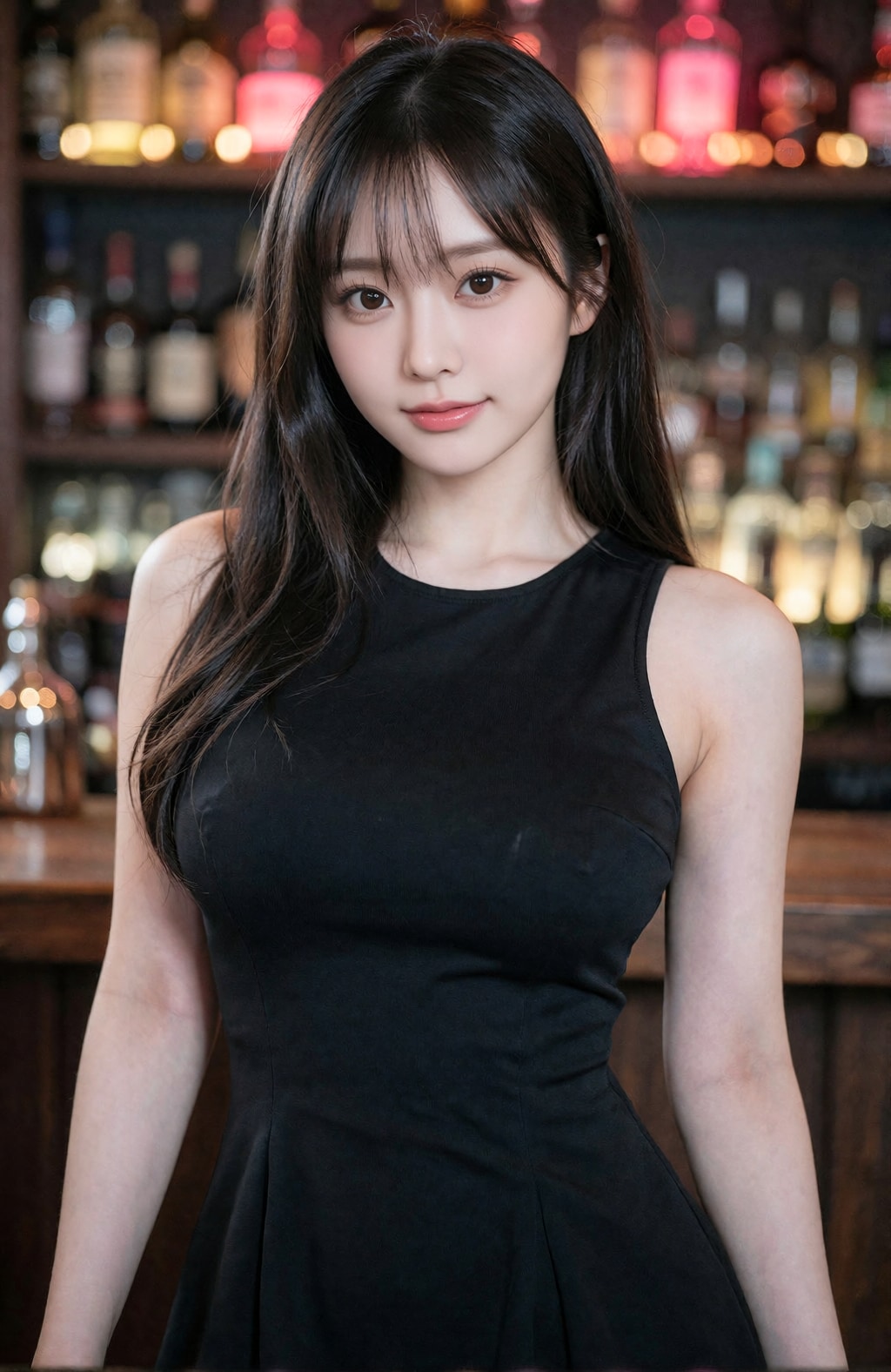 今夜は黒いドレスでお気に入りのバーへ♡ ちょっと大人な雰囲気、どうかな？