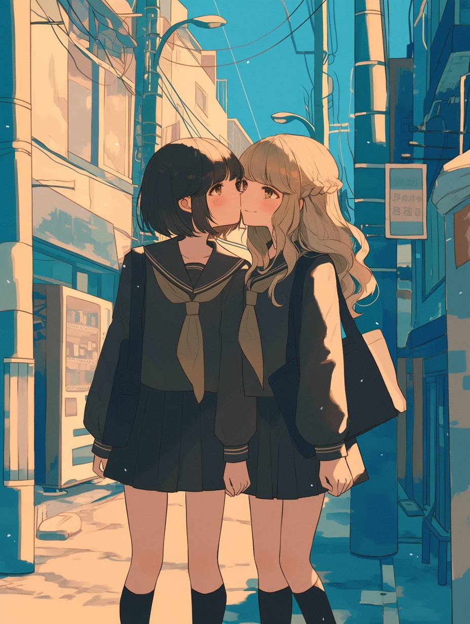 キスしたい二人のJK121 | の人気AIイラスト・グラビア