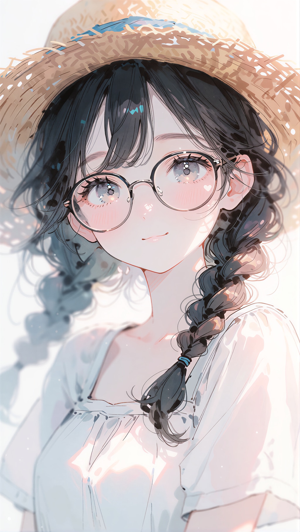 眼鏡三つ編みの女の子