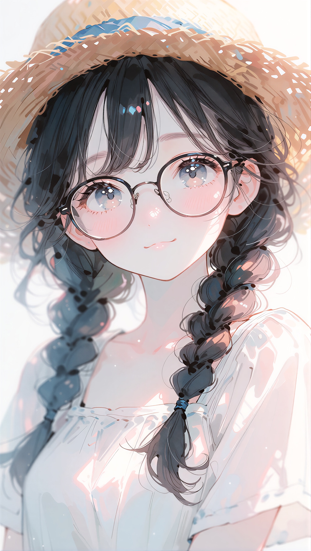 眼鏡三つ編みの女の子