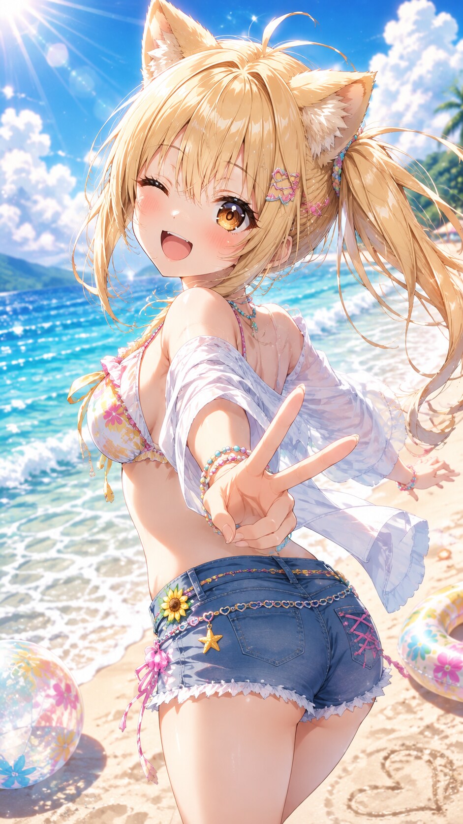 夏、満喫中「海だよー！」