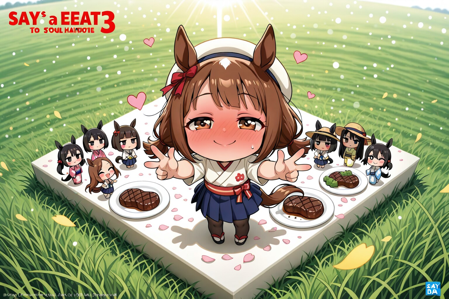 (((Let's eat hamburg steak))),と入れてあります。 | の人気AIイラスト・グラビア