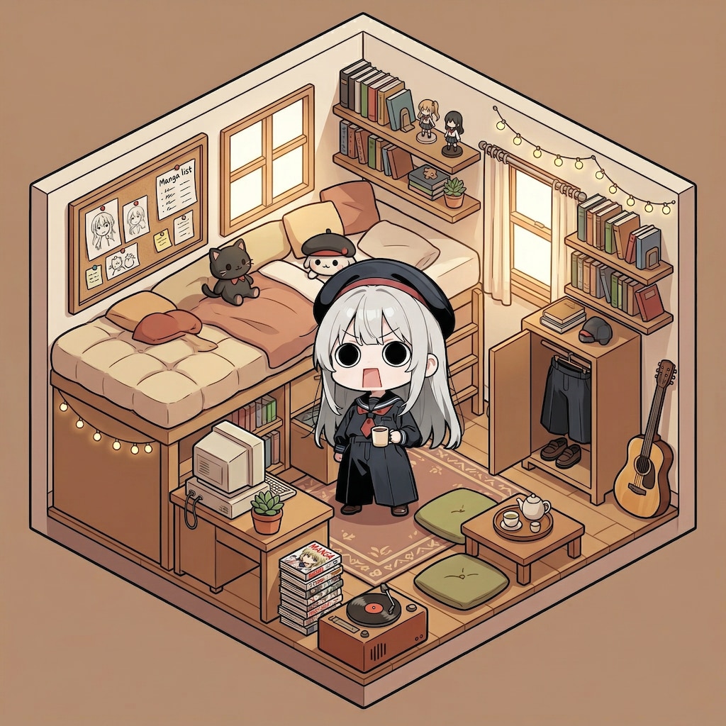 部屋で寛ぐえらいこっちゃ嬢