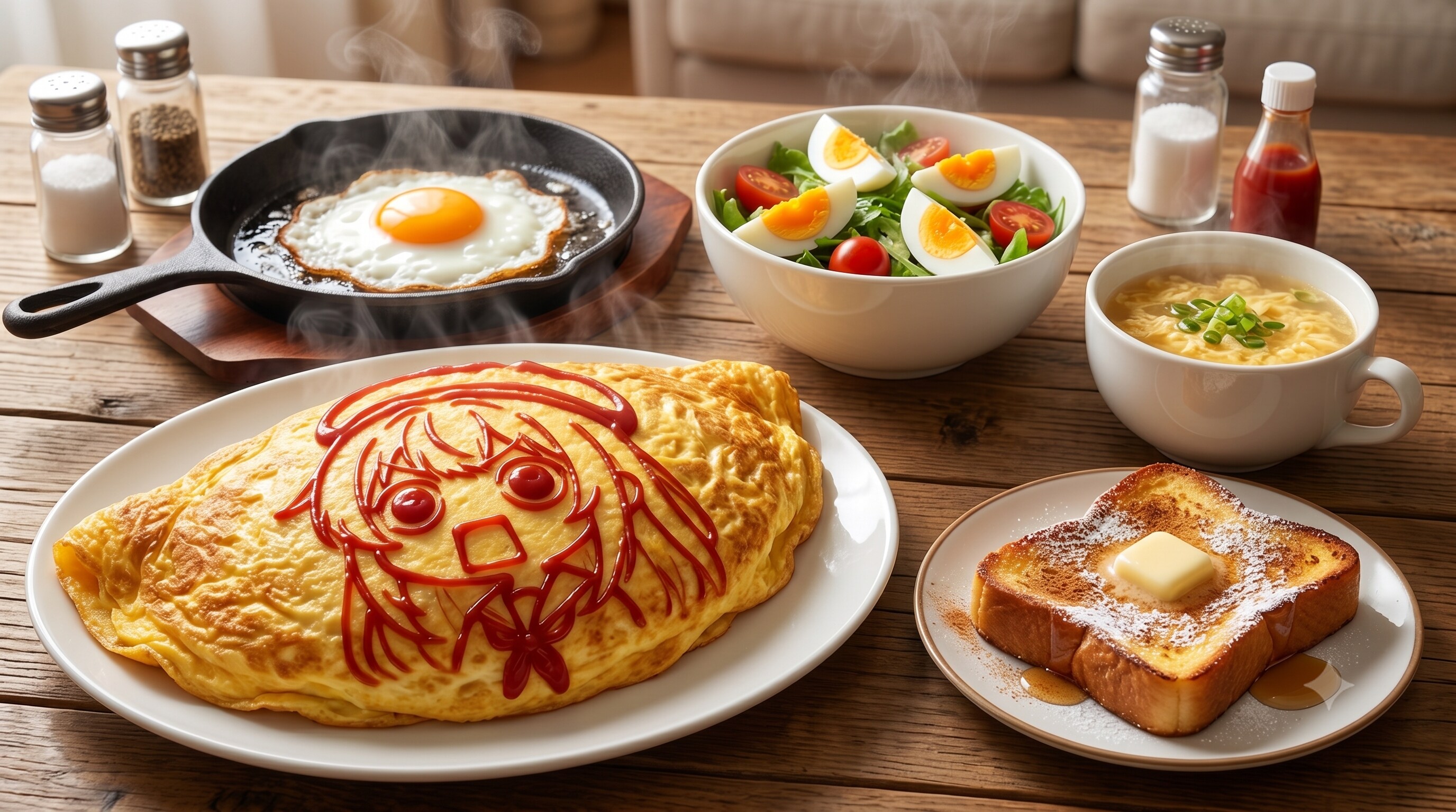 摩訶不思議食堂の卵料理セット