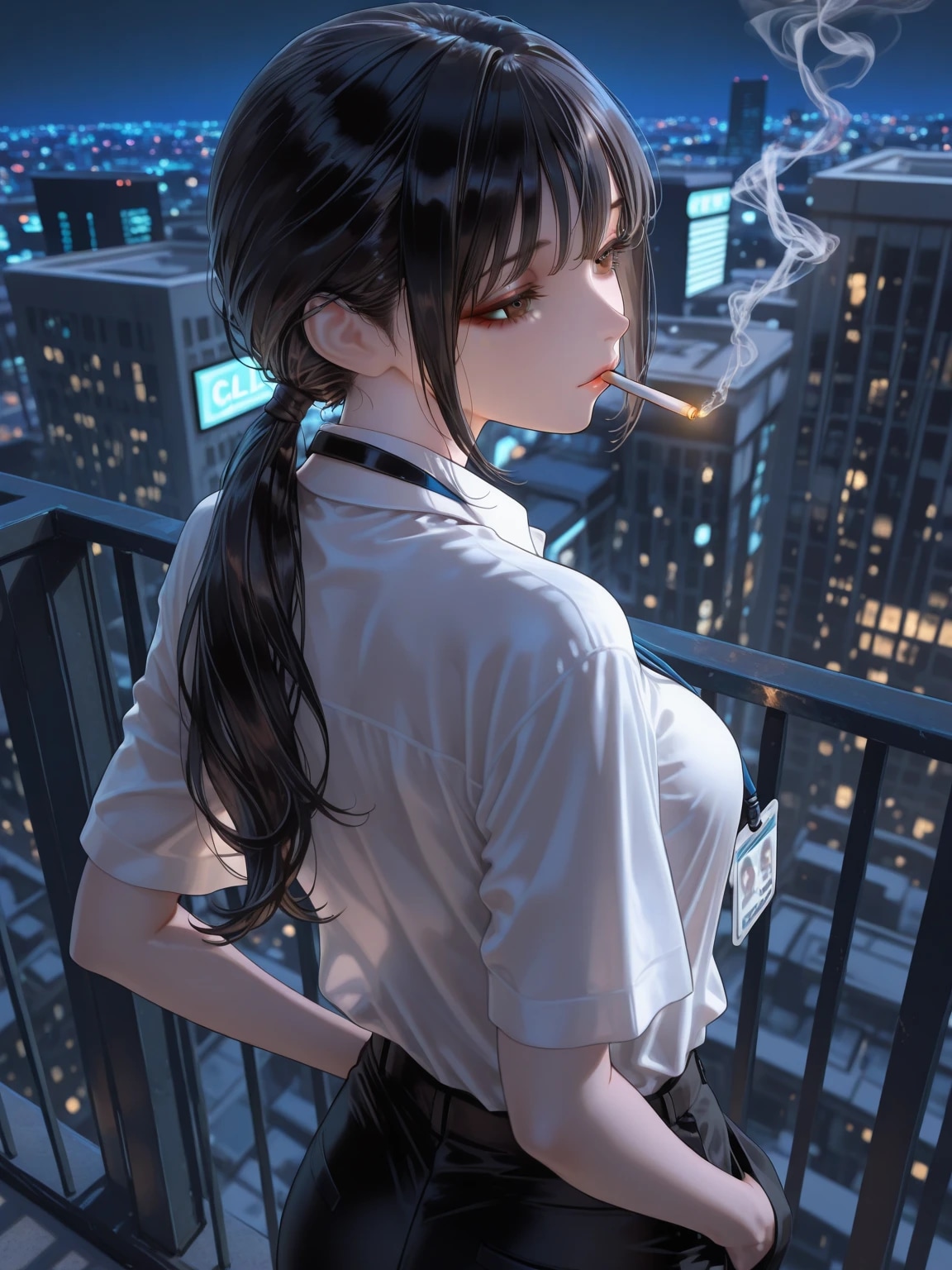 屋上で残業中休憩②