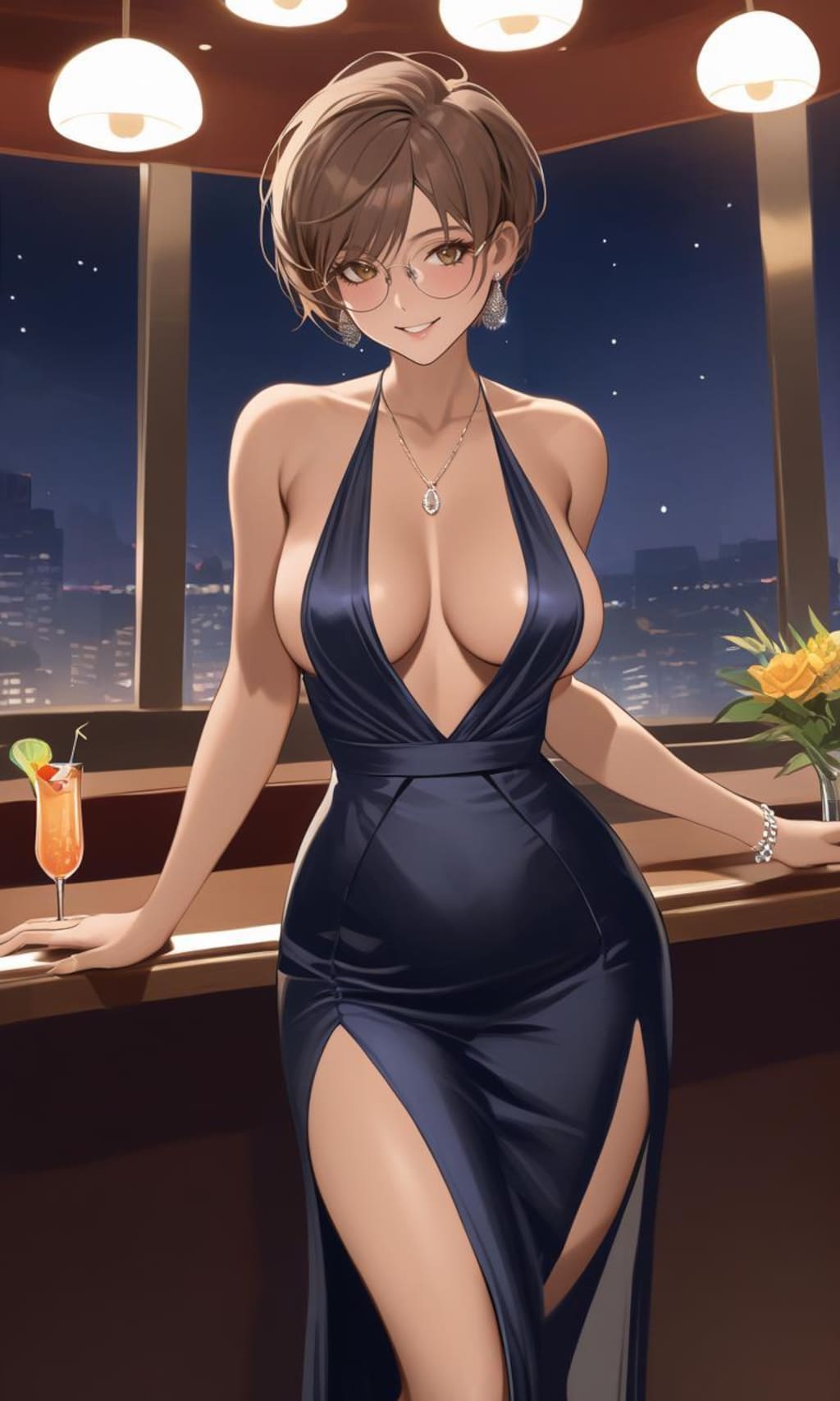 ドレス姿の日焼け彼女