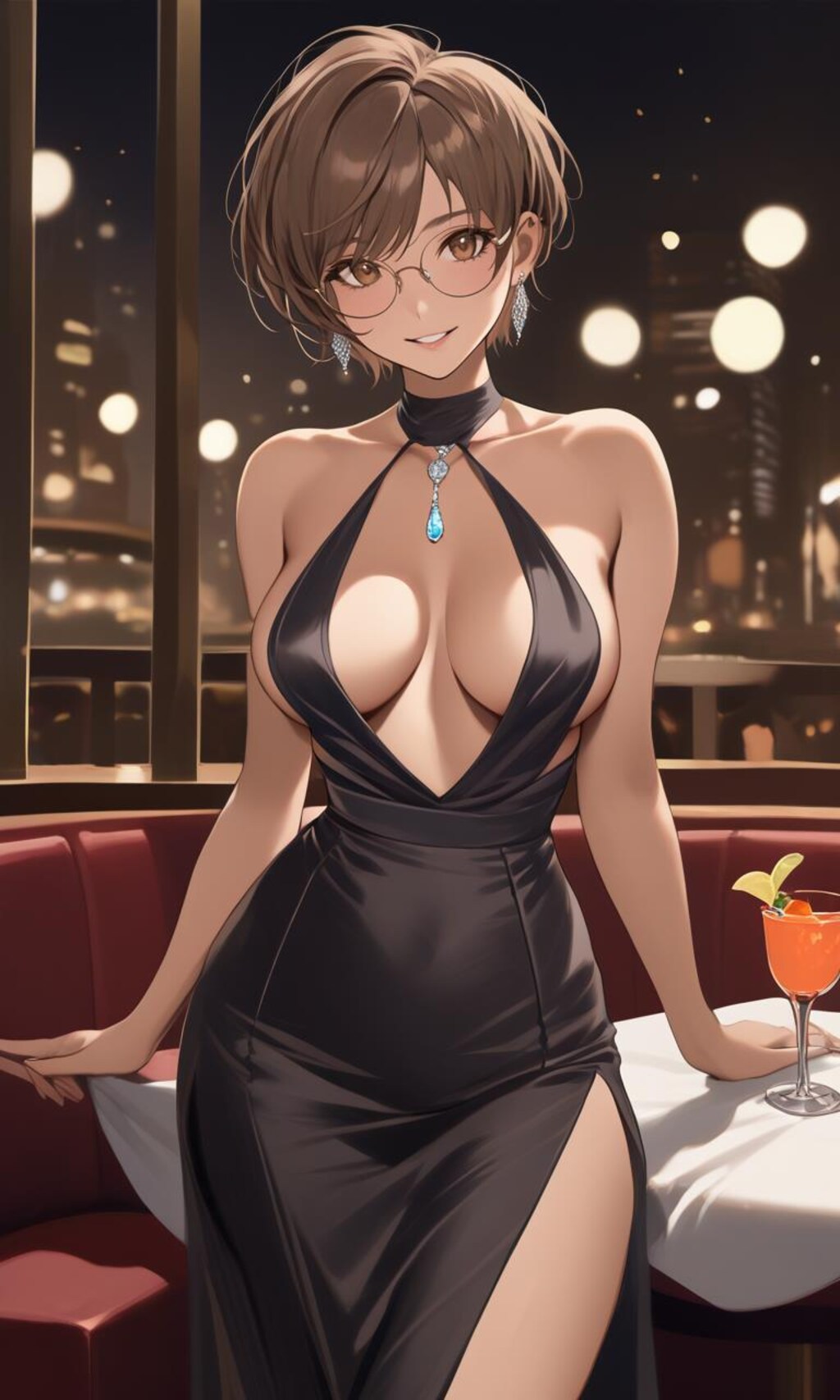 ドレス姿の日焼け彼女