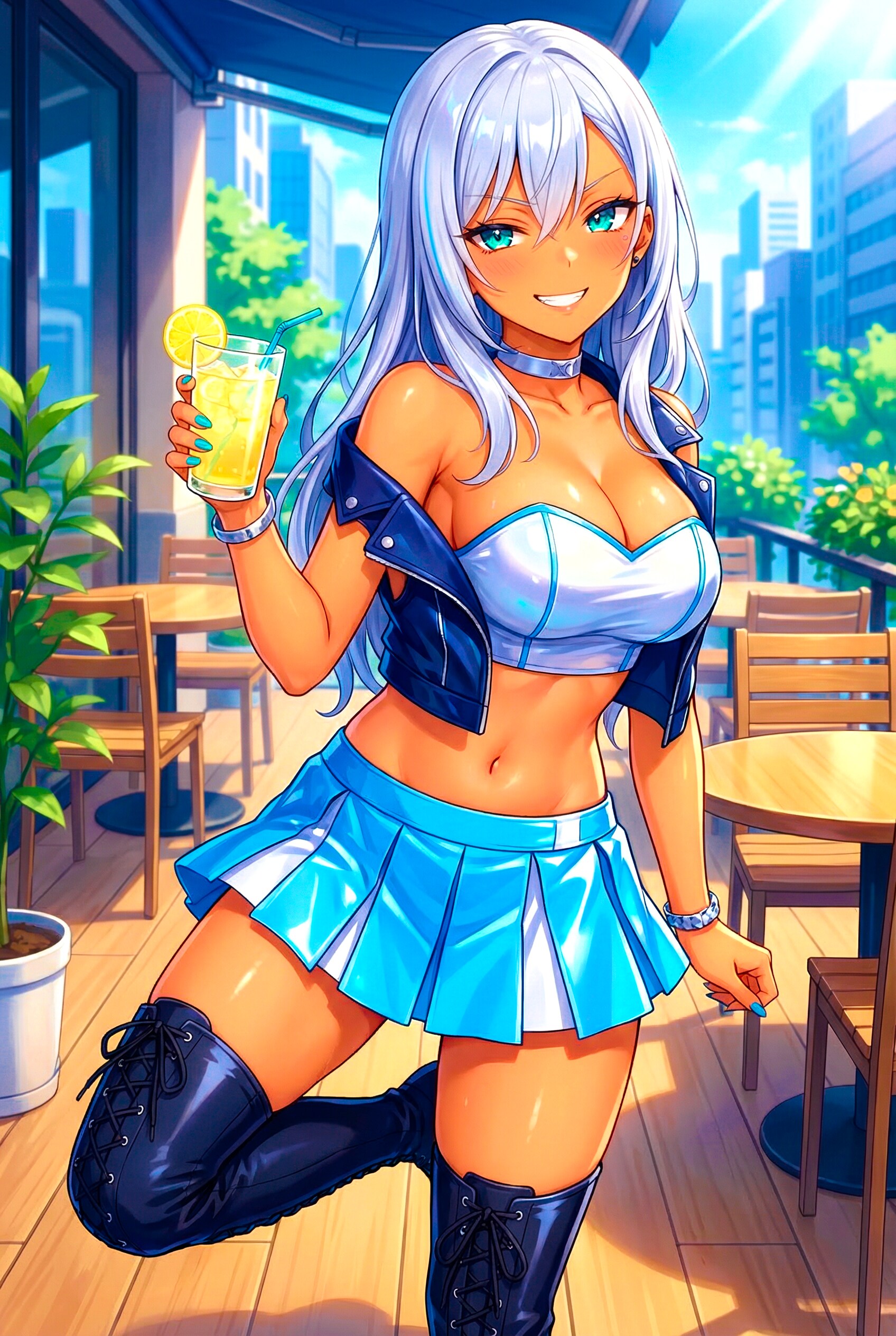 銀髪褐色ギャルちゃんとデートなう♡