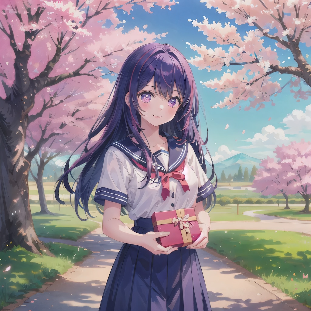 紫髪ロングでセーラー服の少女４