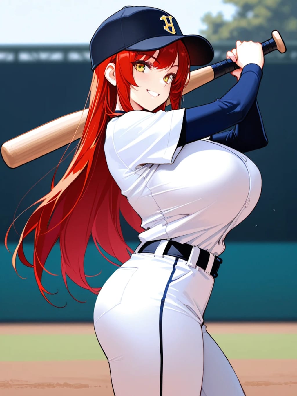 赤髪の美少女野球選手