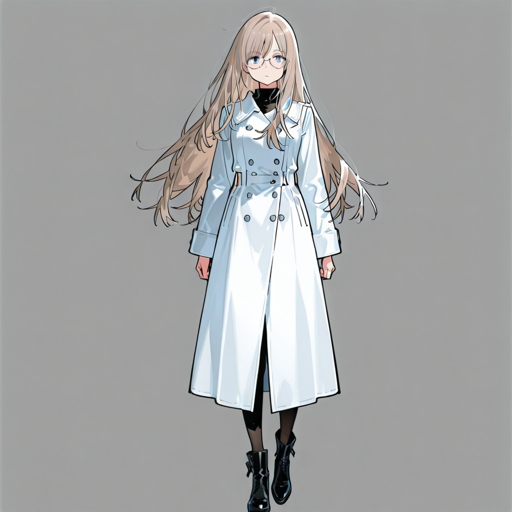 白いロングコートの女性