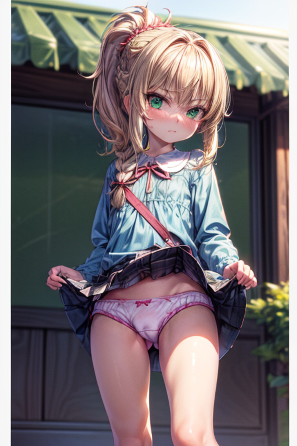 ロリモードレッドスカートたくし上げ